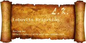 Lebovits Krisztián névjegykártya
